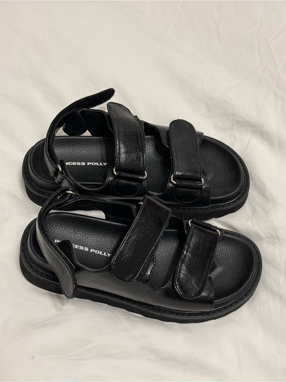 Princess Polly Black Chunky Platform Adjustable Strap Sandals